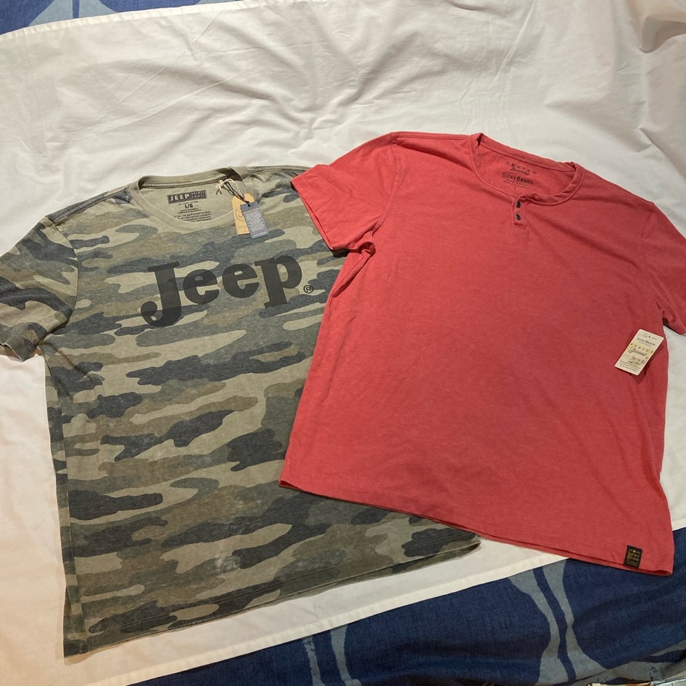 Lot of 2 Men’s Lucky Brand Camo Jeep/ Venice Burnout T-shirts. Size large, NWT! - Picture 10 of 11